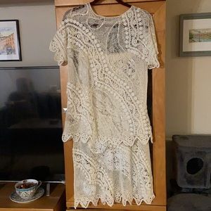 NWOT- Lim’s 100% cotton skirt / top set - hand crochet and design